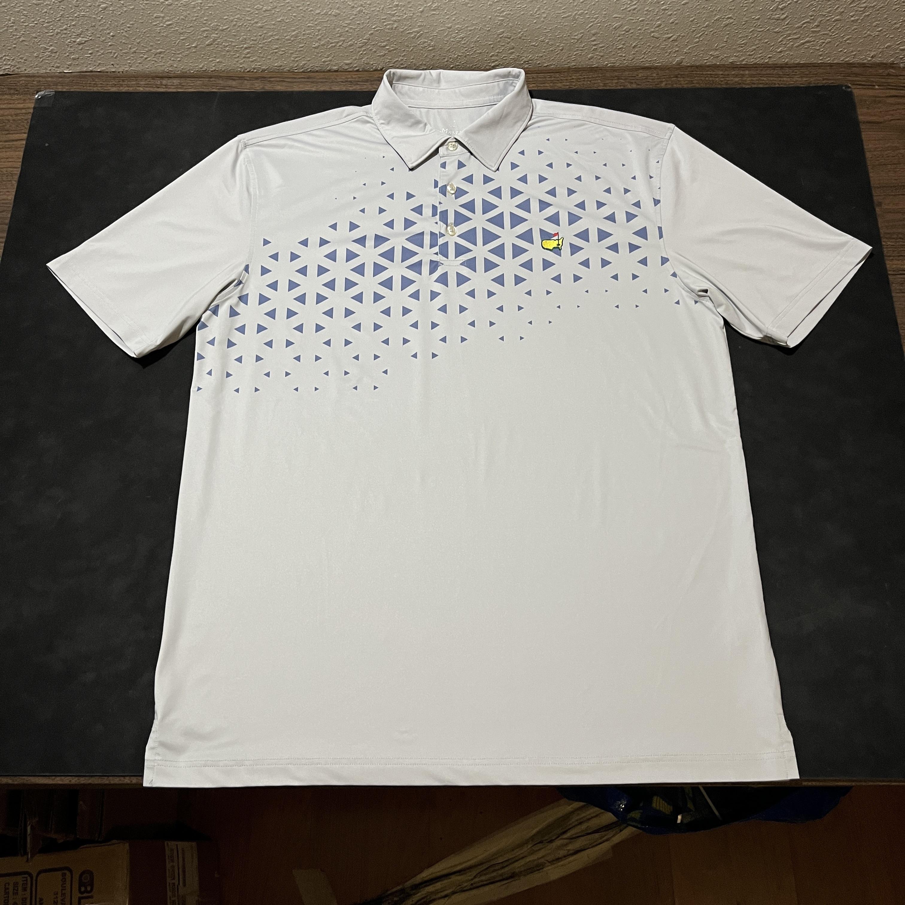 Masters Tournament Shirt Mens Large Golf Polo Triangle Print Tech Performance